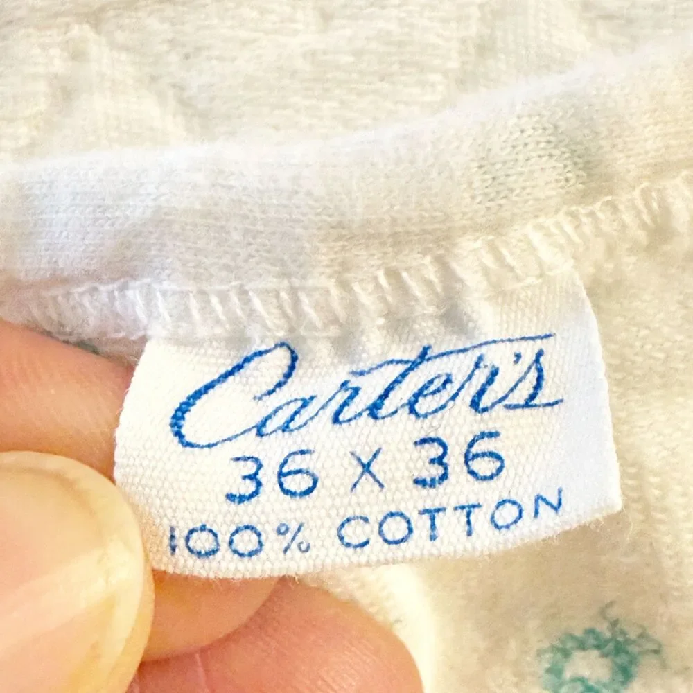 Carters Vtg Baby Blanket Cotton 2 Ply Cats Dogs Bunnies + Terry Burp Cloth Lovey